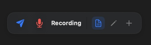 Agent Mode control panel: send button, mic, Recording status, and the Format / Edit / Append mode switcher